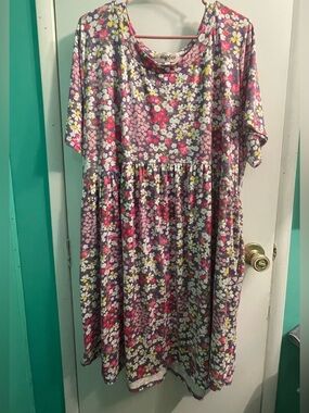 Haptics Super Soft Purple Floral Short-Sleeve Dress